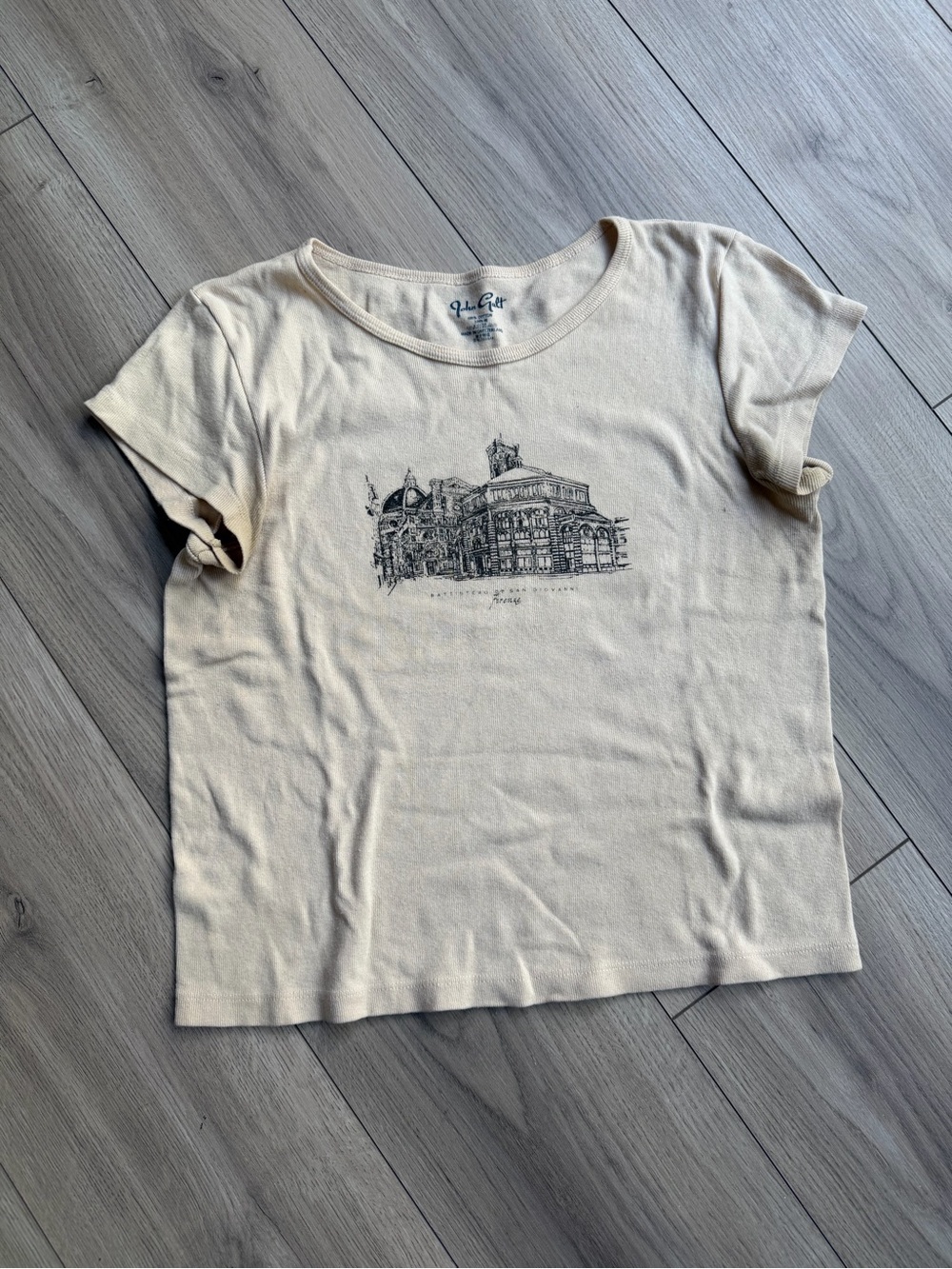 Brandy Melville Cream Crewneck Firenze Tshirt